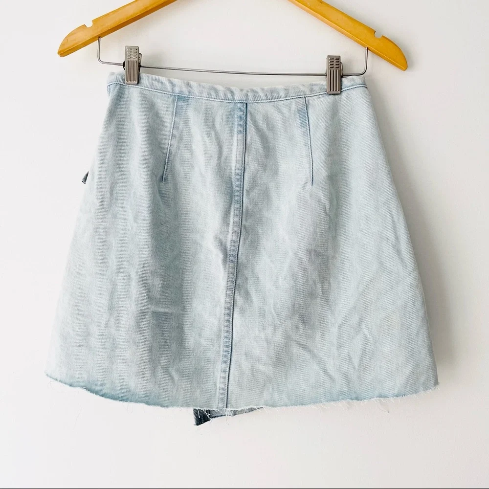 Pacsun Two-Tone Denim Wrap Mini Skirt - Picture 2 of 5